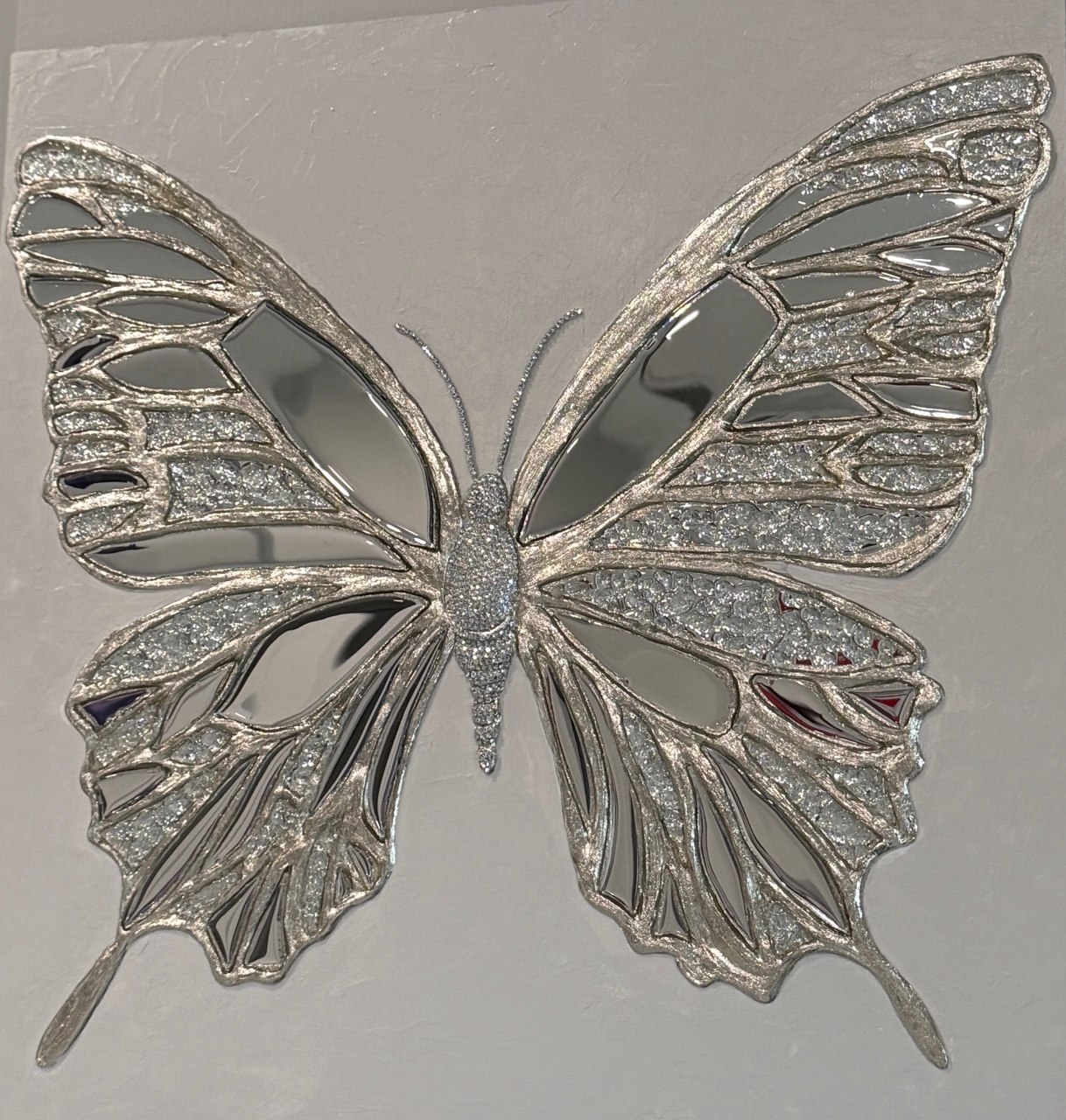 Wingspan, original painting with hand-cut mirror