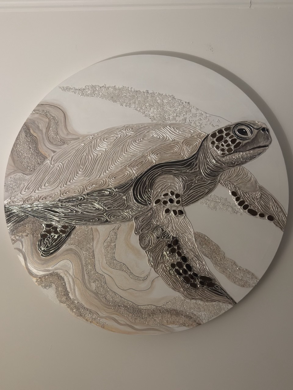 Drift, original painting with hand-cut mirror